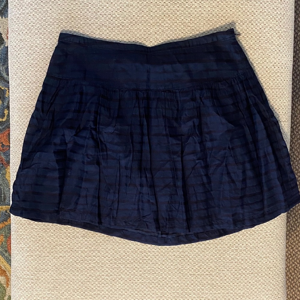 Navy blue striped full mini skirt